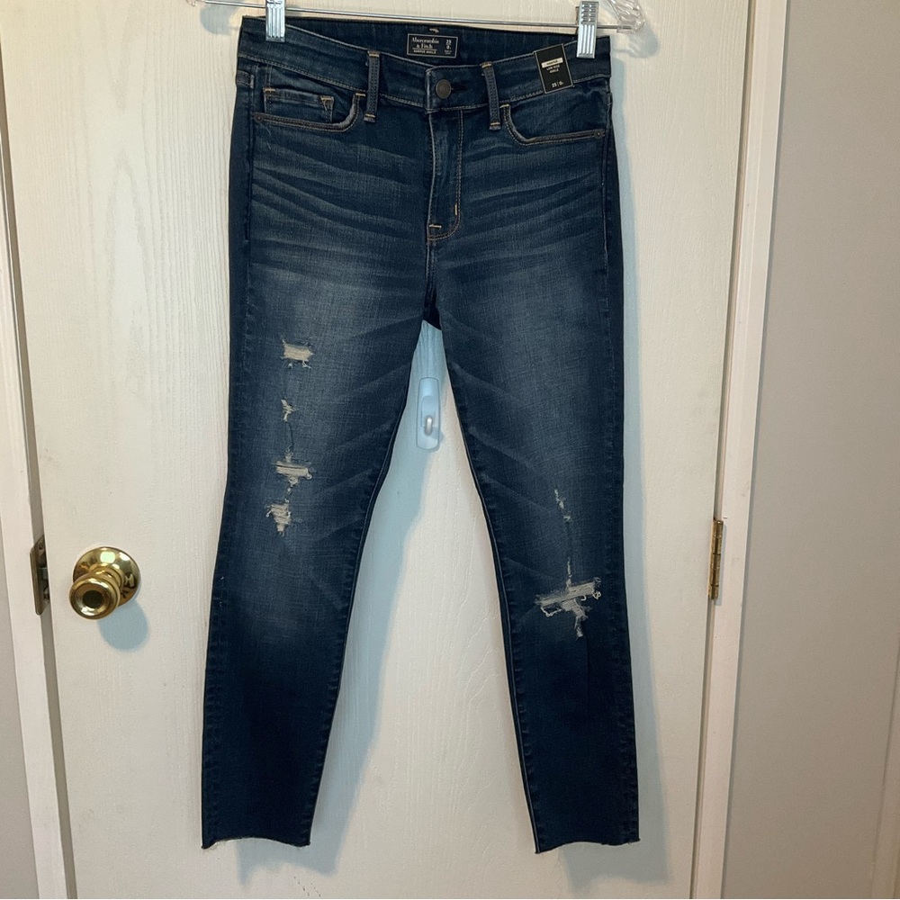 Abercrombie & Fitch Dark Blue Distressed Jeans
